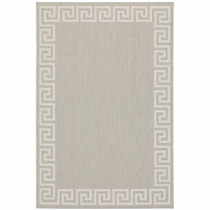 5' X 7' Gray and Ivory Stain Resistant Indoor Outdoor Area Rug