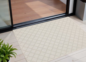 3' X 5' Gray and Ivory Oriental Stain Resistant Indoor Outdoor Area Rug