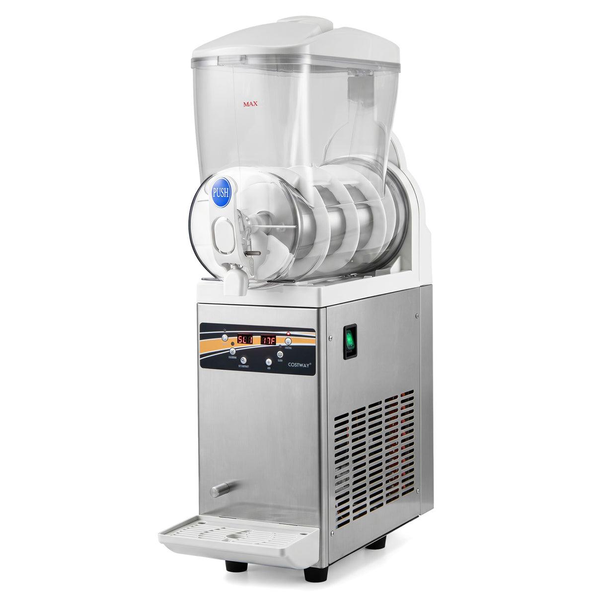 507 oz Commercial Slushy Machine Single Tank No Ice Needed-Silver