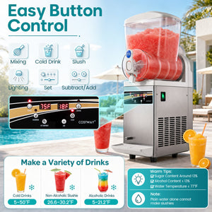 507 oz Commercial Slushy Machine Single Tank No Ice Needed-Silver