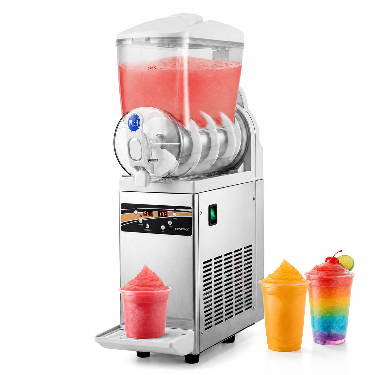 507 oz Commercial Slushy Machine Single Tank No Ice Needed-Silver