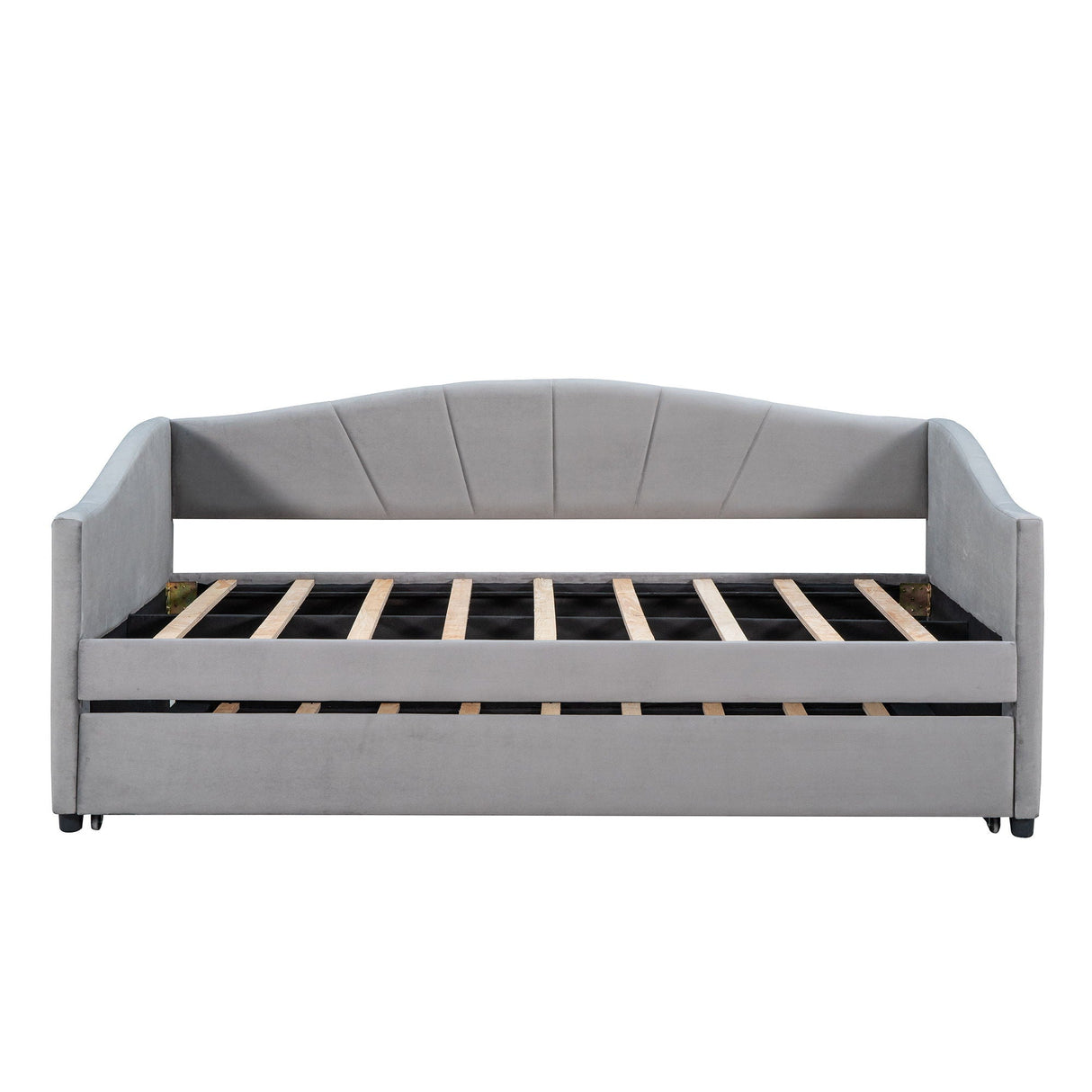 Upholstered Daybed Sofa Bed With Trundle Bed And Wood Slat by Couch.com