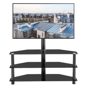 Multi-Function TV Stand Height Adjustable Bracket Swivel 3 Tier - Black by Couch.com
