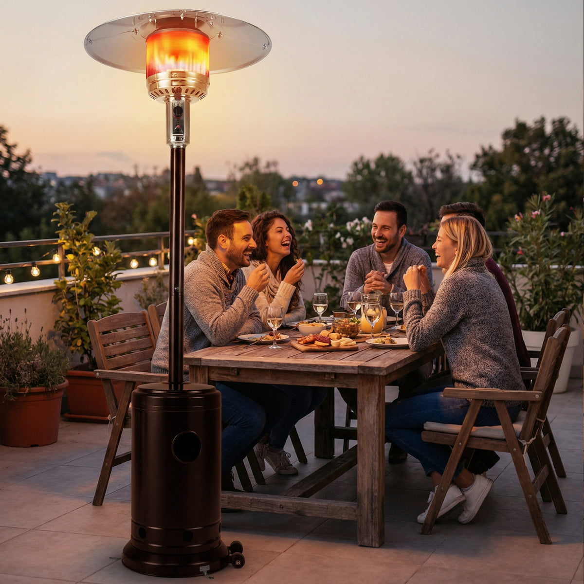 50 000 BTU Patio Propane Gas Heater with Stainless Steel Burner-Bronze