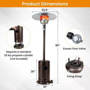 50 000 BTU Patio Propane Gas Heater with Stainless Steel Burner-Bronze