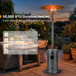 50 000 BTU Patio Propane Gas Heater with Stainless Steel Burner-Gray