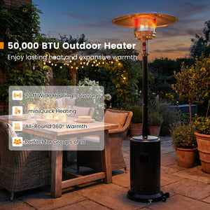 50 000 BTU Patio Propane Gas Heater with Stainless Steel Burner-Black