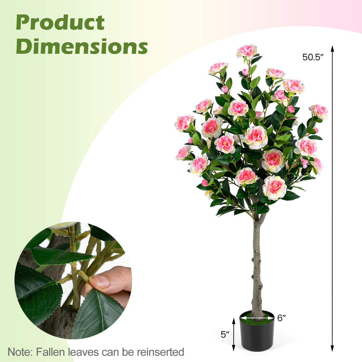 Set of 2 Artificial Camellia Tree with 27 Blossoms in Cement Pot for Home
