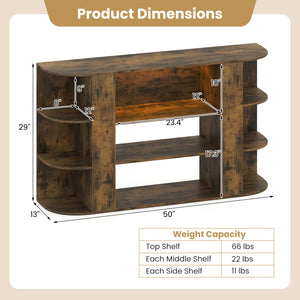 50 Inch TV Stand for 55 Inch TV with RGB Lights Entertainment Center with Adjustable and Removable Shelf-Rustic Brown