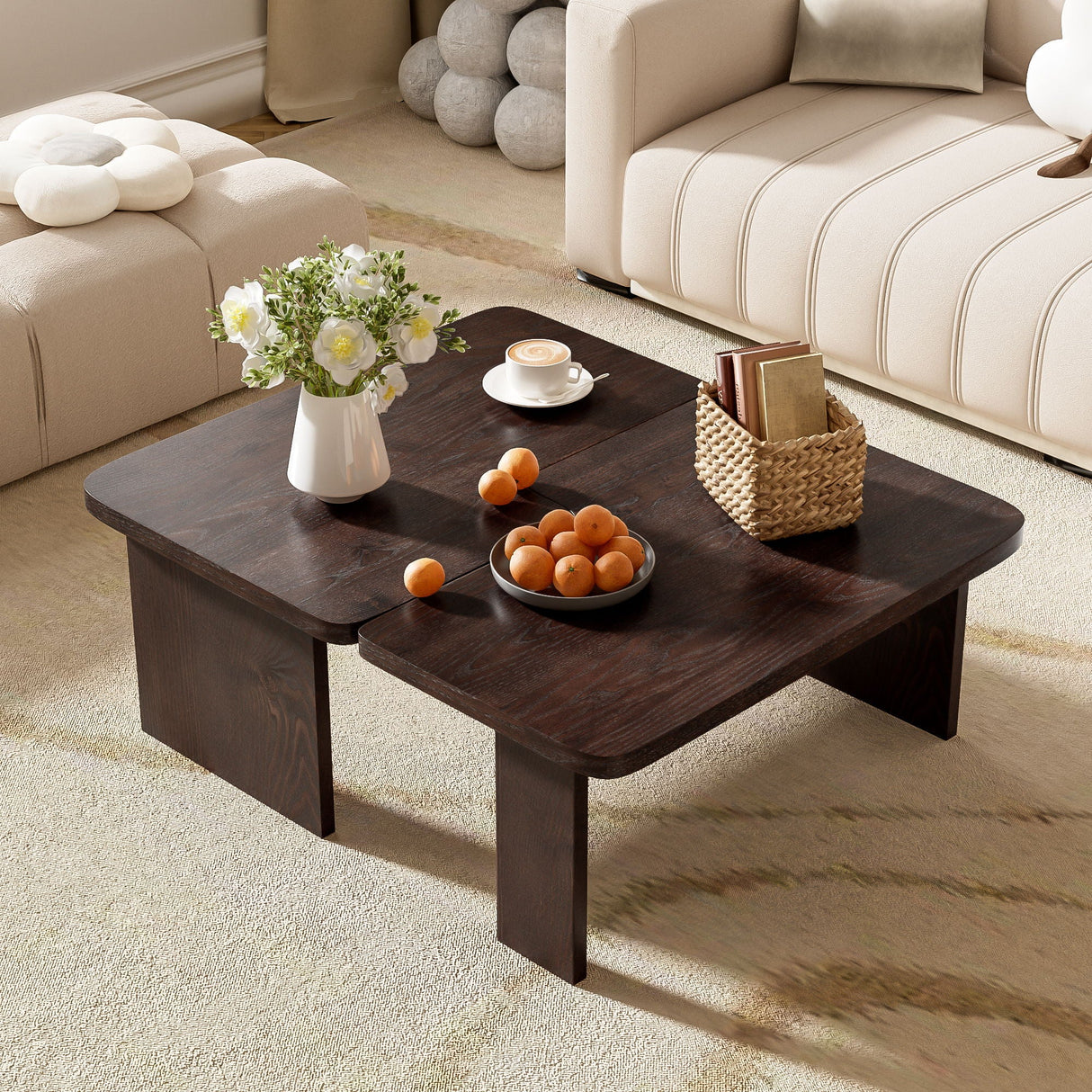 Modern Minimalist Coffee Table Set With Splicing Design by Couch.com