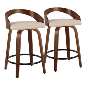 Grotto - Mid-Century Modern Fixed Height Counter Stool & Swivel With Round Footrest (Set of 2) by Couch.com