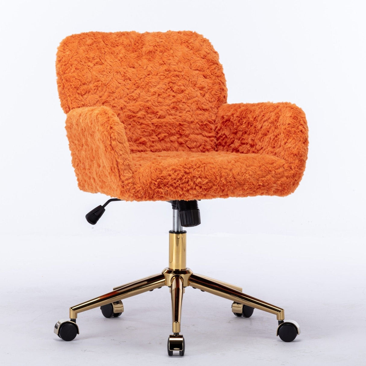 Office Chair, Artificial Rabbit Hair Home Office Chair With Golden Metal Base, Adjustable Desk Chair Swivel Office Chair, Vanity Chair by Couch.com