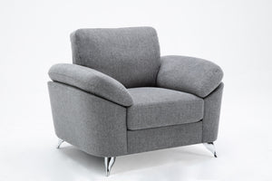 Villanelle - Linen Chair With Chrome Finish Legs - Light Gray by Couch.com