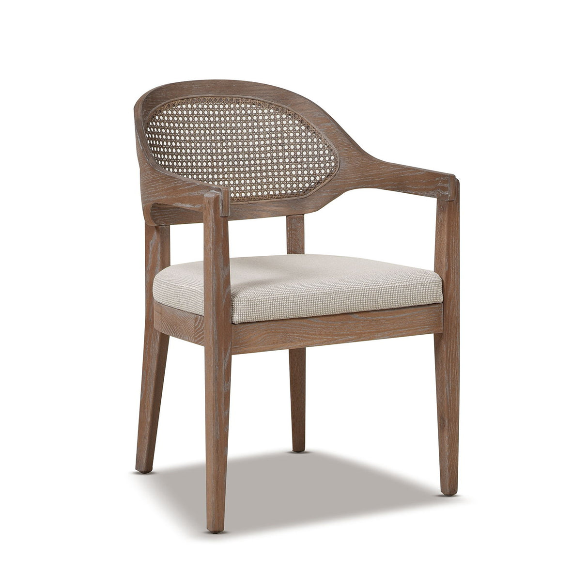 Americana - Mid-Century Modern Cane Back Dining Chair Textured Weave - Taupe Beige by Couch.com