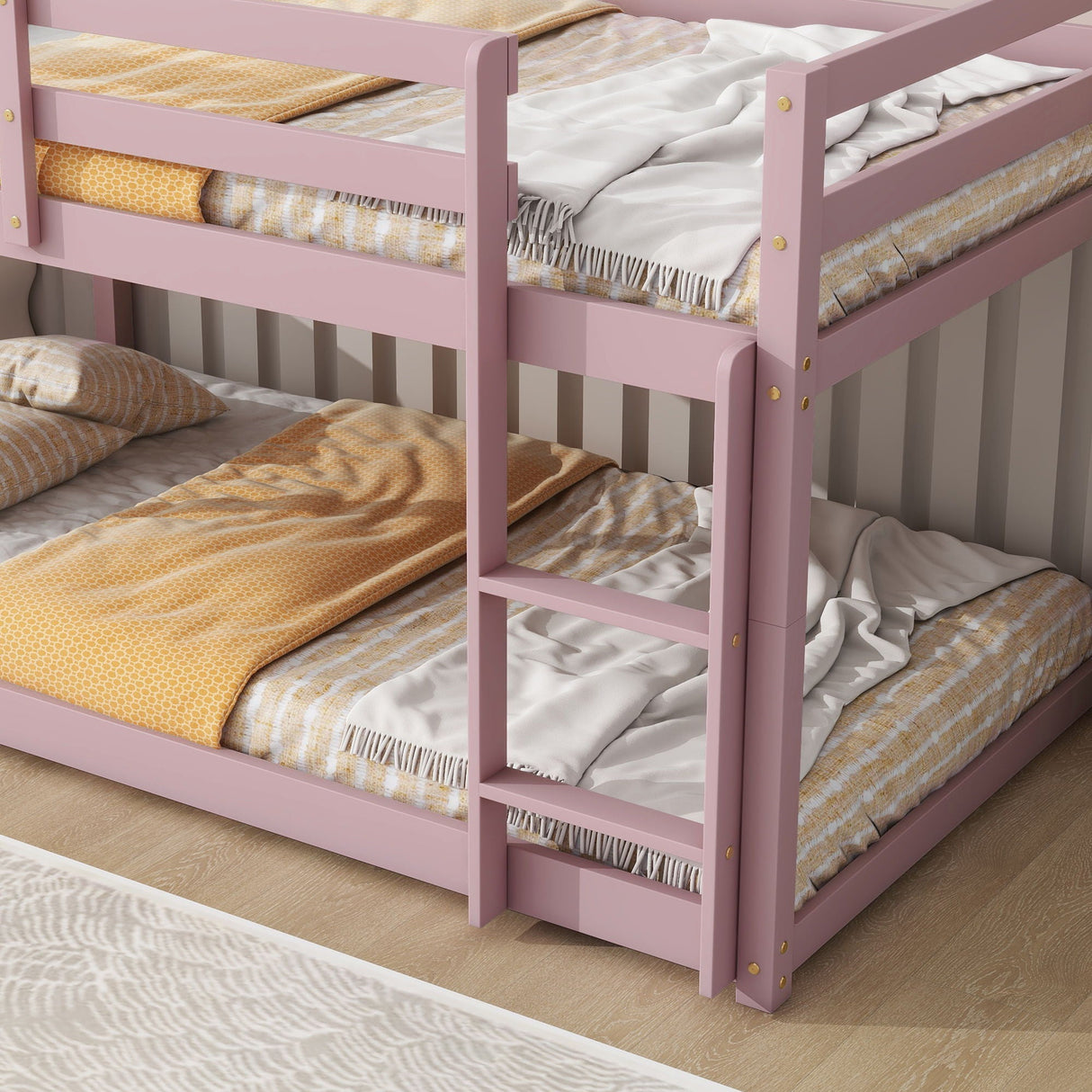 Twin Over Twin Floor Bunk Bed by Couch.com