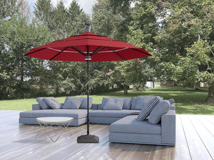 11' Red Sunbrella Octagonal Lighted Smart Market Patio Umbrella