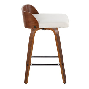 Maya - Mid Century Modern Fixed Height Counter Stool & Swivel With Square Footrest (Set of 2) by Couch.com