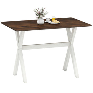 Modern Dining Table Wooden Kitchen Table with X-shaped Frame-White