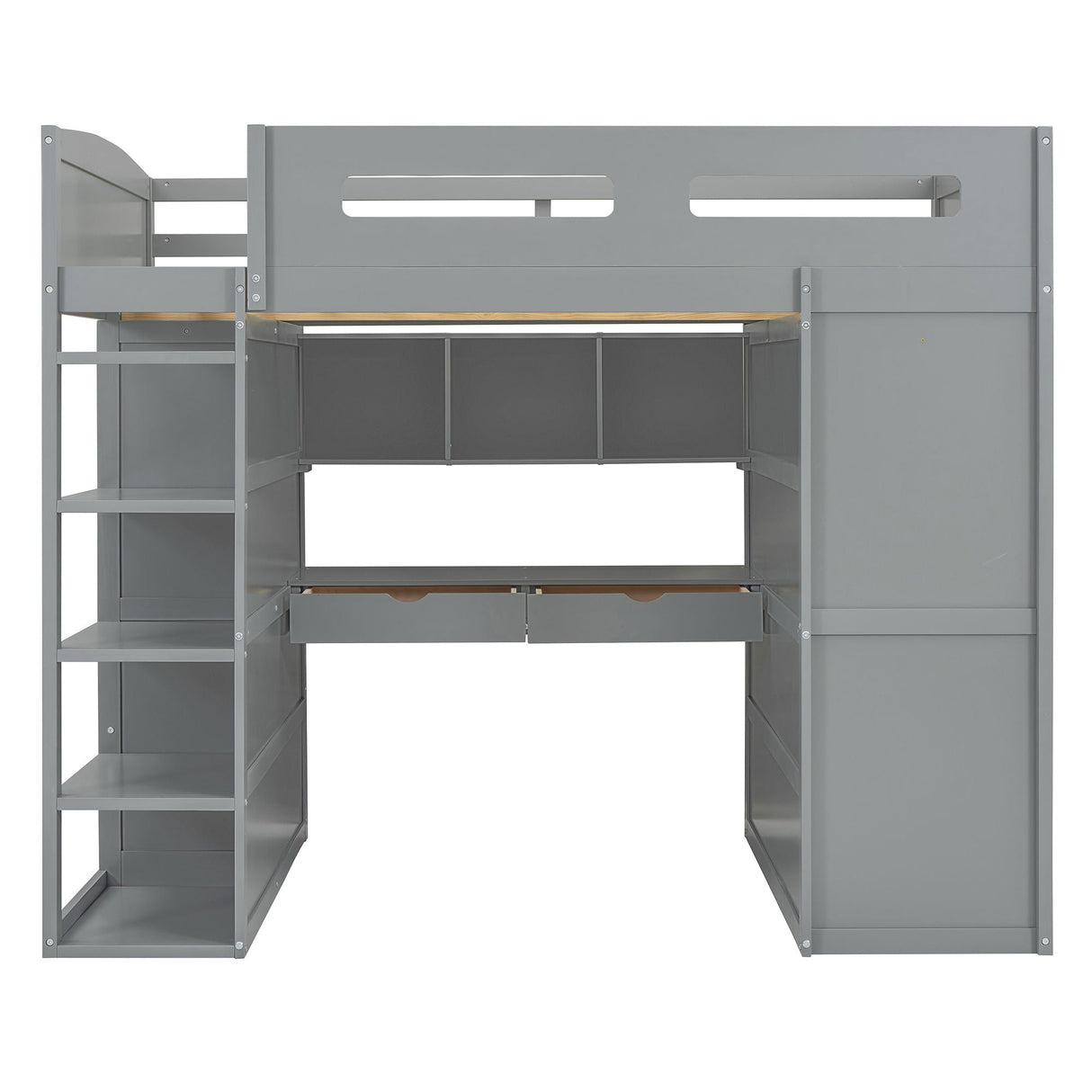 Loft Bed With Desk, Wardrobes, 4 Drawers And 4 Shelves by Couch.com