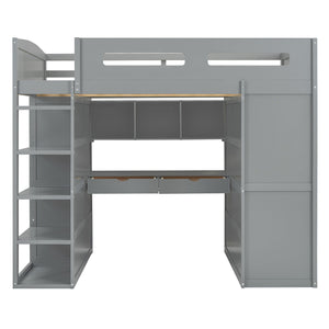 Loft Bed With Desk, Wardrobes, 4 Drawers And 4 Shelves by Couch.com