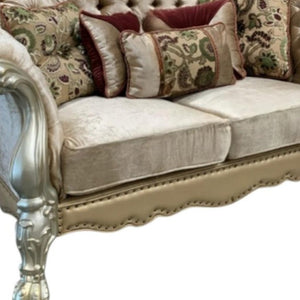 73" Bone Velvet Loveseat and Toss Pillows