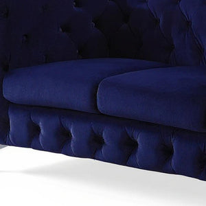 72" Blue And Silver Velvet Loveseat