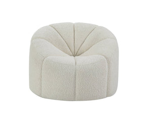 38" White and Black Sherpa Swivel Barrel Chair