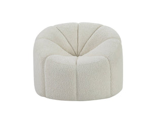38" White and Black Sherpa Swivel Barrel Chair