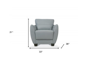 33" Gray and Black Genuine Leather Arm Chair