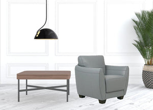 33" Gray and Black Genuine Leather Arm Chair