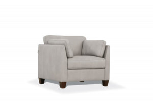 36" White and Black Genuine Leather Arm Chair