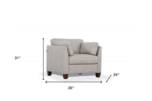 36" White and Black Genuine Leather Arm Chair