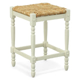 24" Natural And Antiqued White Solid Wood Backless Counter Height Bar Chair