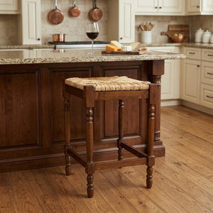 24" Natural And Brown Solid Wood Backless Counter Height Bar Chair