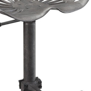 23" Gray Iron Backless Adjustable Height Bar Chair