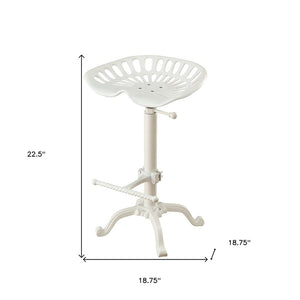 White Iron Backless Adjustable Height Bar Chair