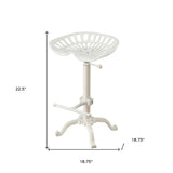 23" White Iron Backless Adjustable Height Bar Chair