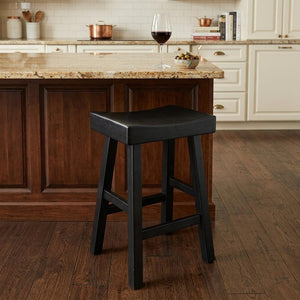25" Black Solid Wood Backless Counter Height Bar Chair