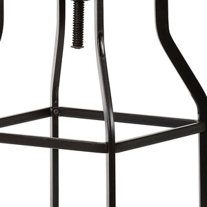 Chestnut And Black Solid Wood And Steel Backless Adjustable Height Swivel Bar Chair