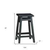 24" Black Solid Wood Backless Counter Height Bar Chair
