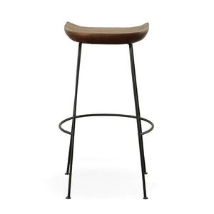 Set of Two 31" Chestnut and Black Solid Wood and Steel Backless Bar Height Bar Chairs