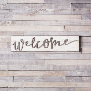 11" X 48" White And Gray Welcome Sign Wood Wall Decor