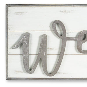 11" X 48" White And Gray Welcome Sign Wood Wall Decor