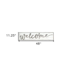 11" X 48" White And Gray Welcome Sign Wood Wall Decor