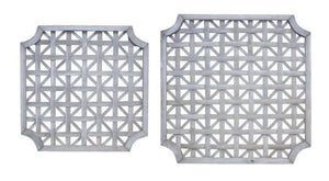 Set of Two Gray Geometric Solid Wood Square Framed Art