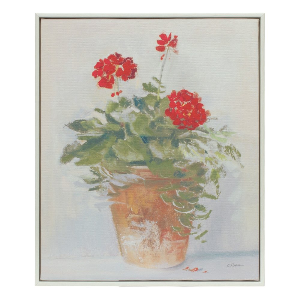 Set of Two White Brown And Red Flower Framed Art