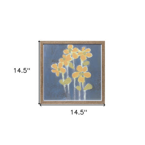 15" X 15" Blue And Yellow Flower Wood Square Framed Art