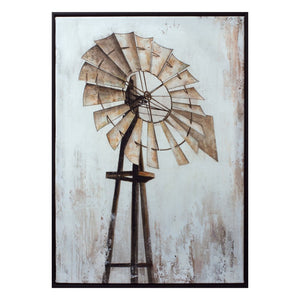 28" X 20" Black Brown And White Wood Framed Art