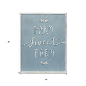 Set of Two Blue And White Farm Sweet Farm Metal Wall Decor