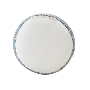 20" Blue Polyester Round Striped Indoor Outdoor Pouf Ottoman